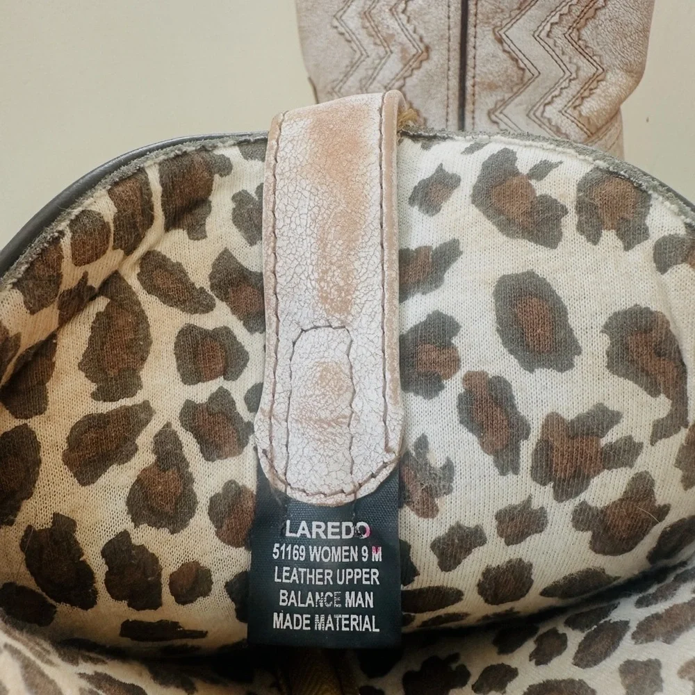 LAREDO WOMEN'S RUSTIC BONE OVERLAY WESTERN BOOTS - Size 9 - Picture 4 of 5